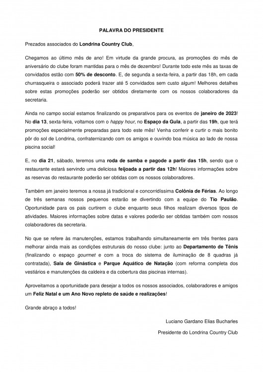 Palavra do Presidente - Dezembro - 2022-1
